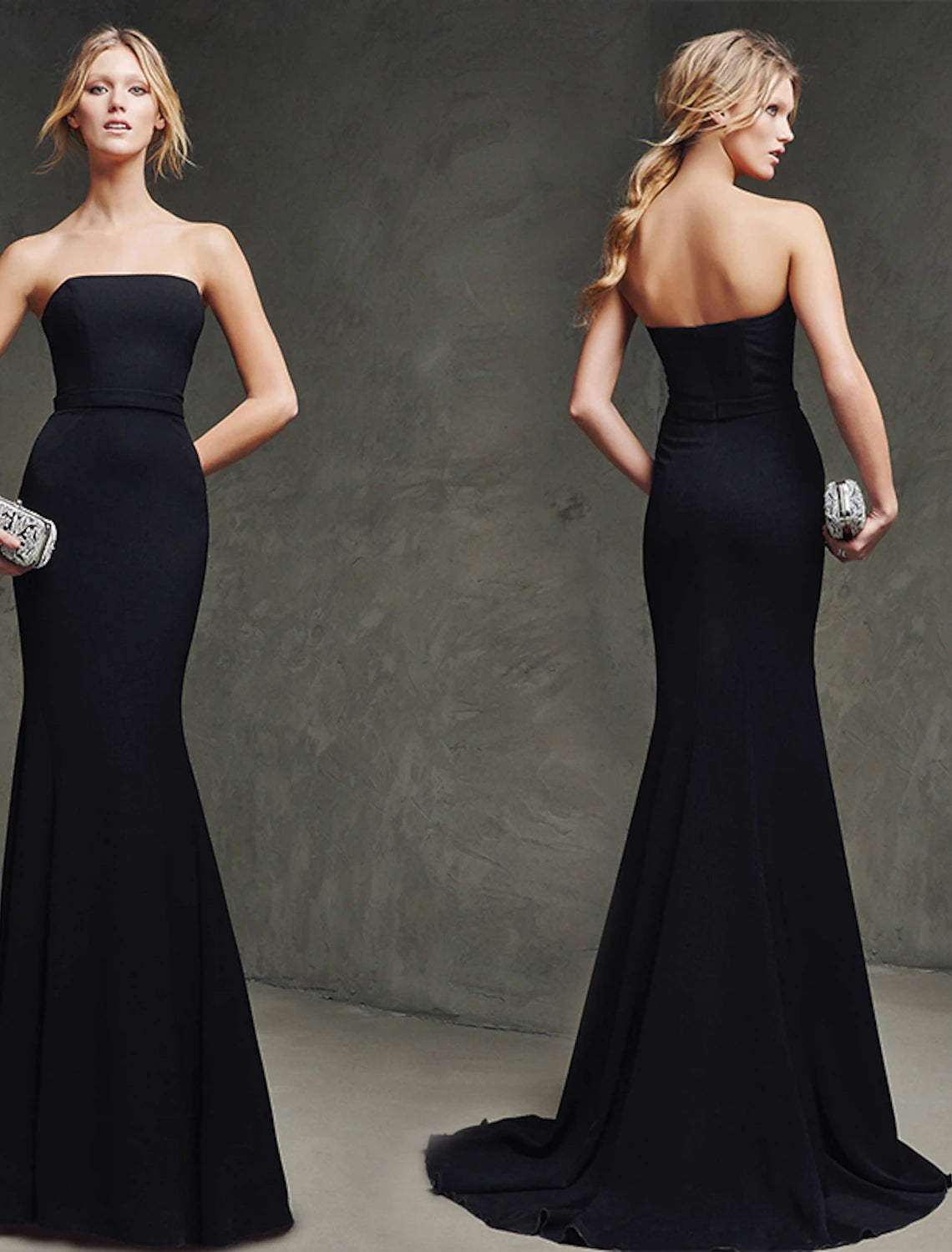 Meerjungfrau / Trompete Elegantes Kleid Trägerlos Ärmellos Sweep / Brush Train Polyester mit
